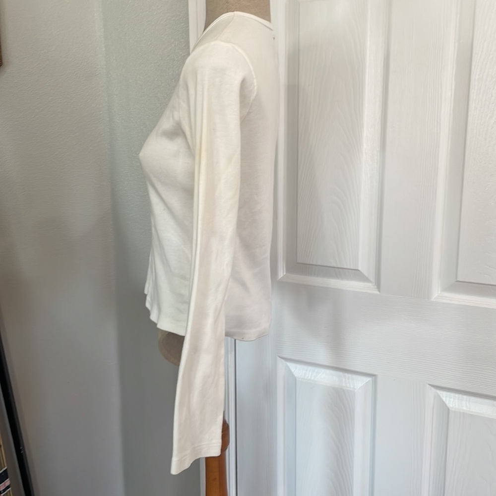 Vtg Tommy jeans Girl top Hilfiger White long sleeve shirt embellished jersey L - Picture 5 of 8